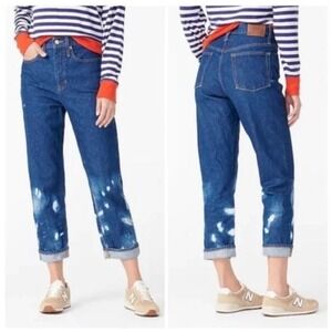 J.Crew Slouchy Boyfriend Jean Outlaw Wash AQ820‎ Size 26 Bleached Cropped